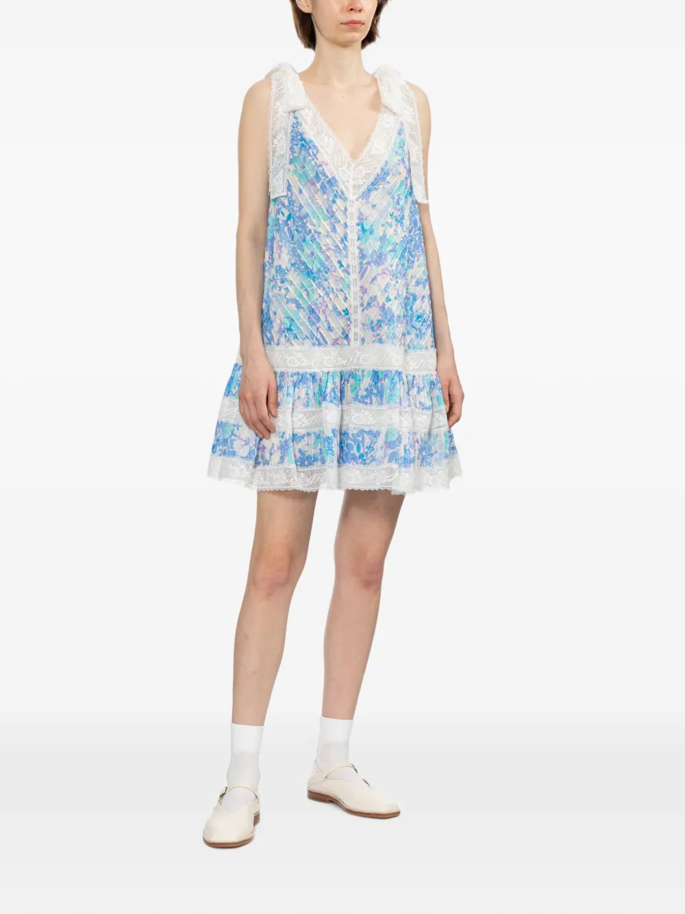 ZIMMERMANN Jurk met afwerking van kant Blauw