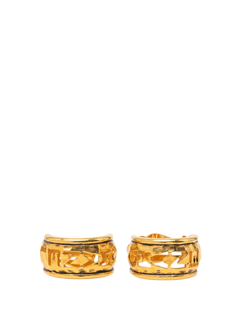 CHANEL Pre-Owned 2012 Gold Plated Logo Hoop Clip On Earrings costume earrings - Oro