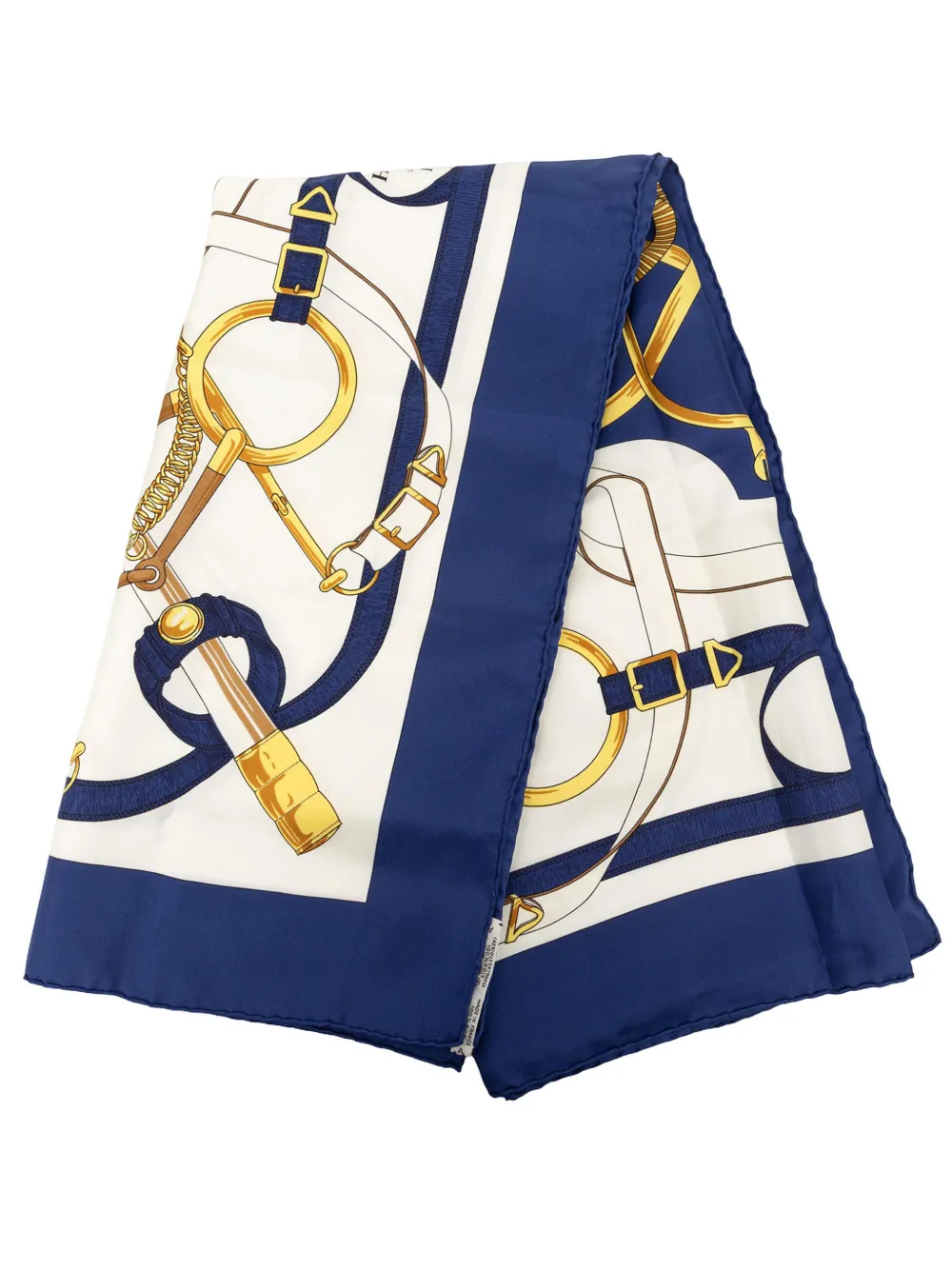 Pre-owned Hermes 2000-2026 Eperon D Or Silk Scarf 90 Scarves In Blue