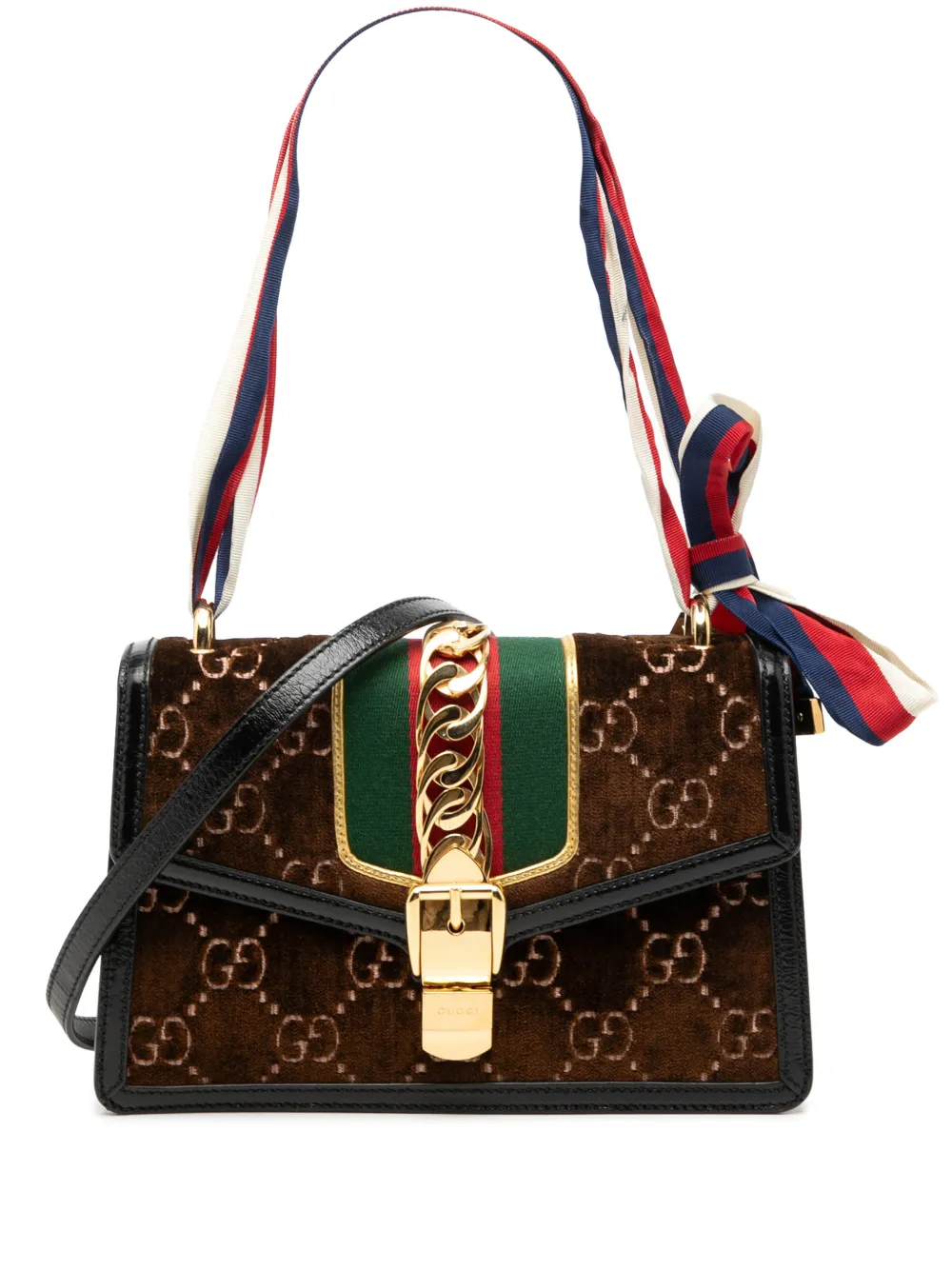Gucci Pre-Owned 2016-2026 Small GG Velvet Sylvie crossbody bag - Marrone
