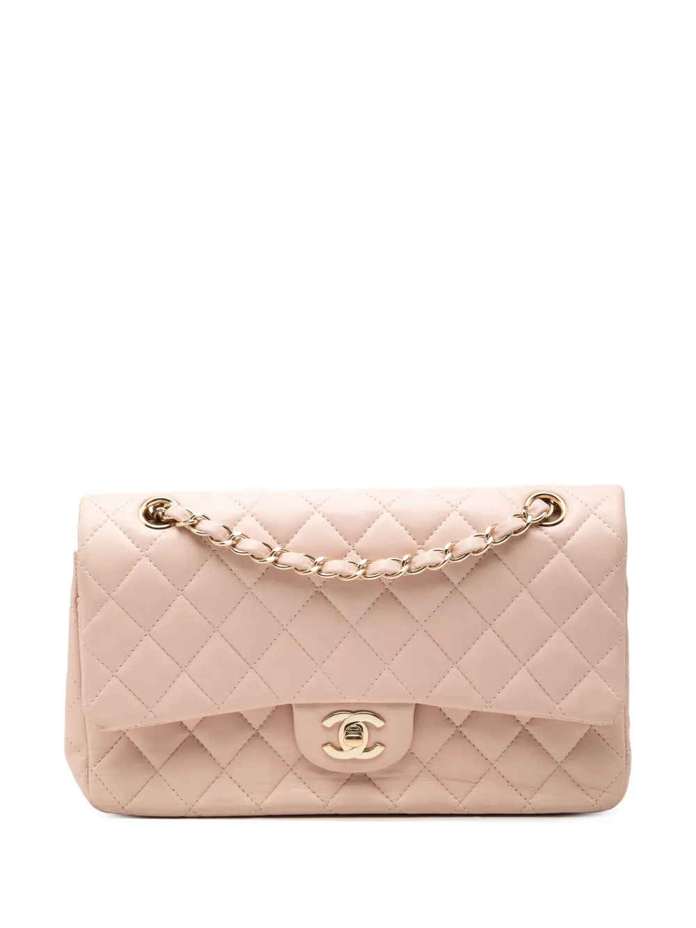 CHANEL Pre-Owned 2016-2017 Medium Classic Lambskin Double Flap shoulder bag - Pink