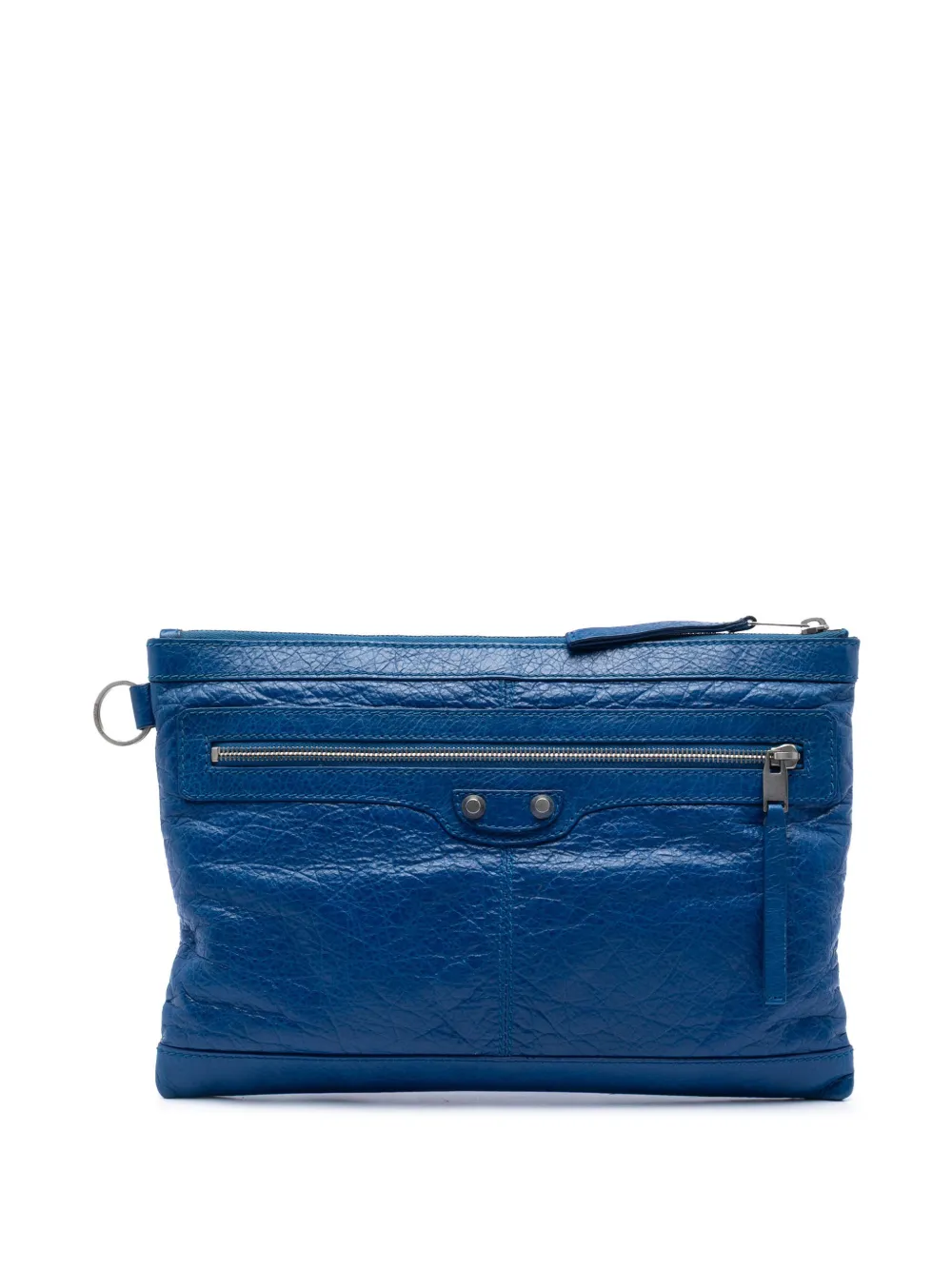 Balenciaga Pre-Owned 2015 Lambskin Motocross Classic Clip M clutch bag - Blu