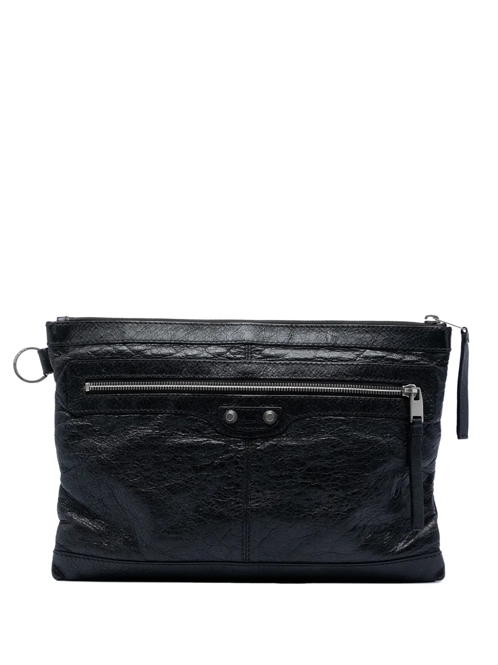 Balenciaga Pre-Owned 2017 Lambskin Motocross Classic Clip M clutch bag - Nero