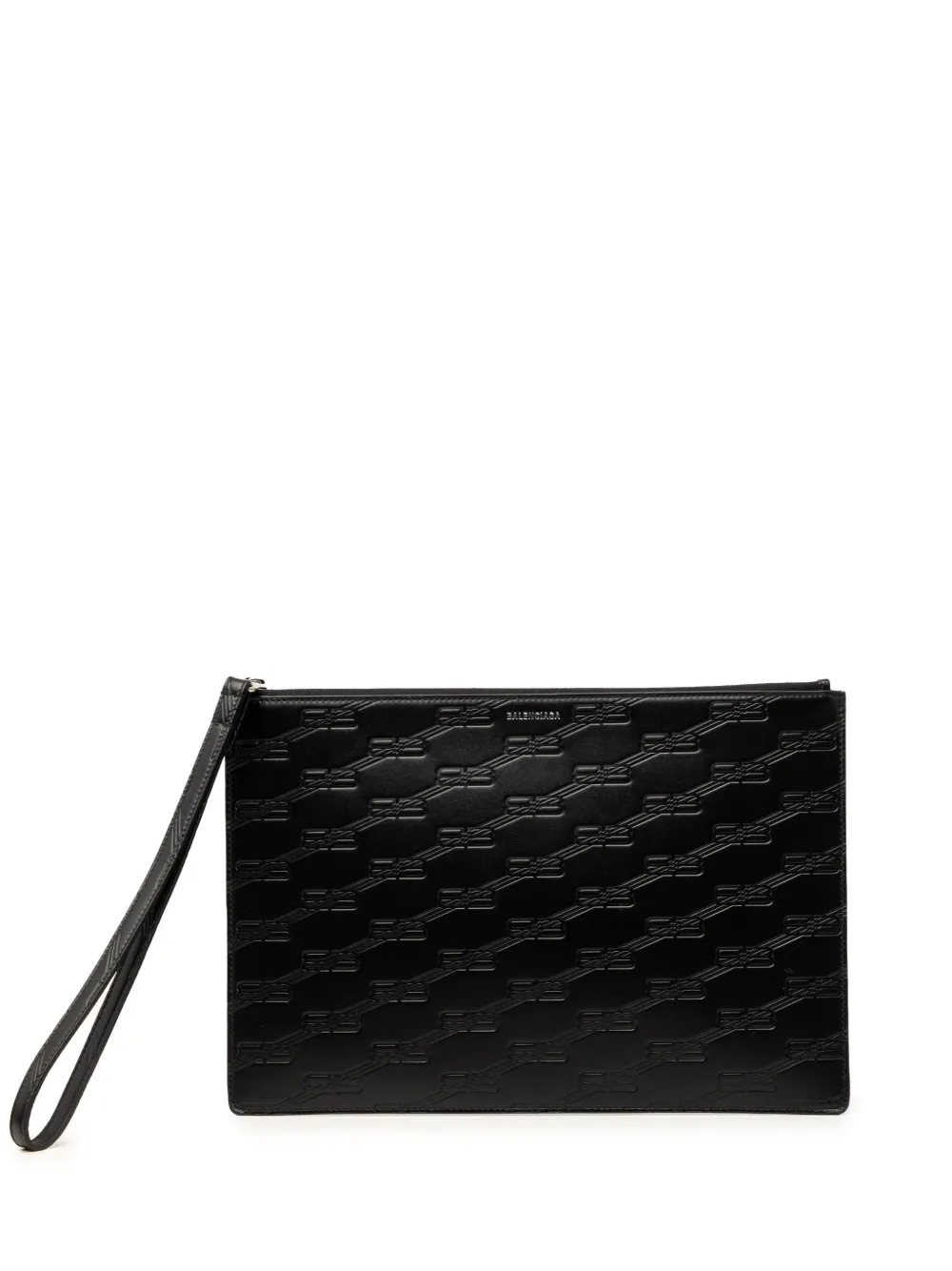 Balenciaga Pre-Owned 2010 BB Monogram Embossed Leather Wristlet clutch bag - Nero