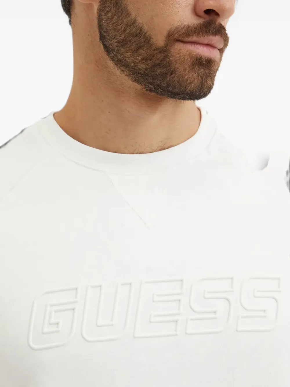 GUESS USA Trui met raglan mouwen en logo-reliëf Wit