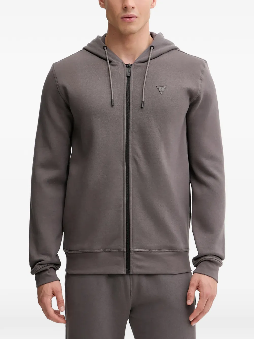 GUESS USA Aldwin logo-patch zip-up hoodie - Grigio