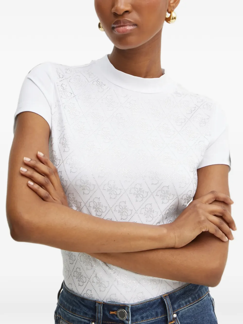 GUESS USA T-shirt verfraaid met stras Wit