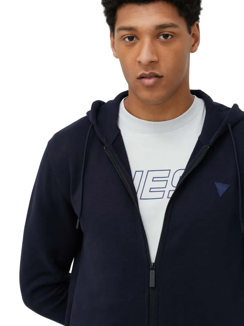 GUESS USA logo-patch zip-up hoodie Blauw
