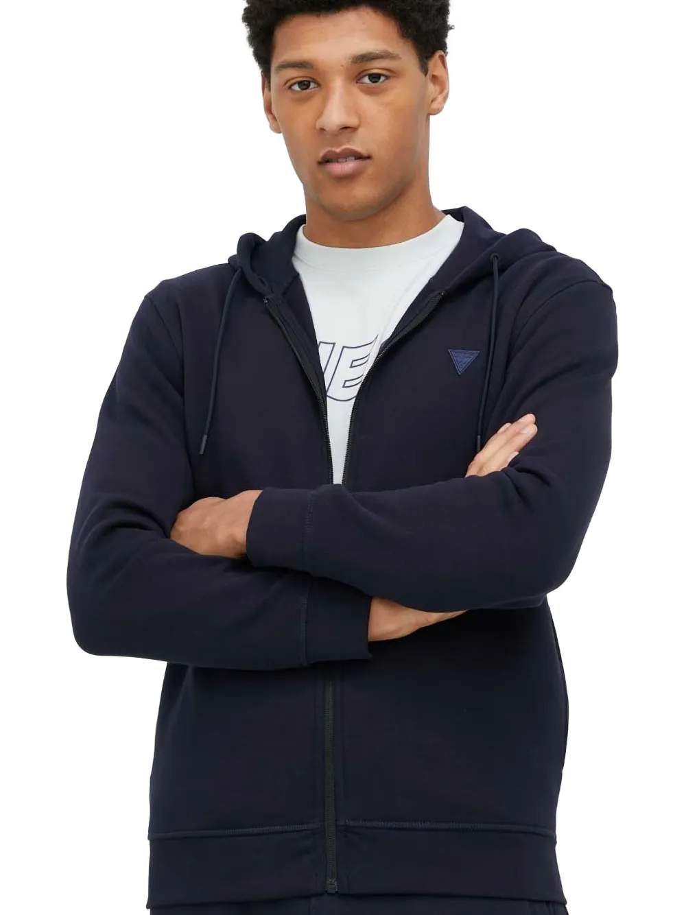GUESS USA logo-patch zip-up hoodie Blauw