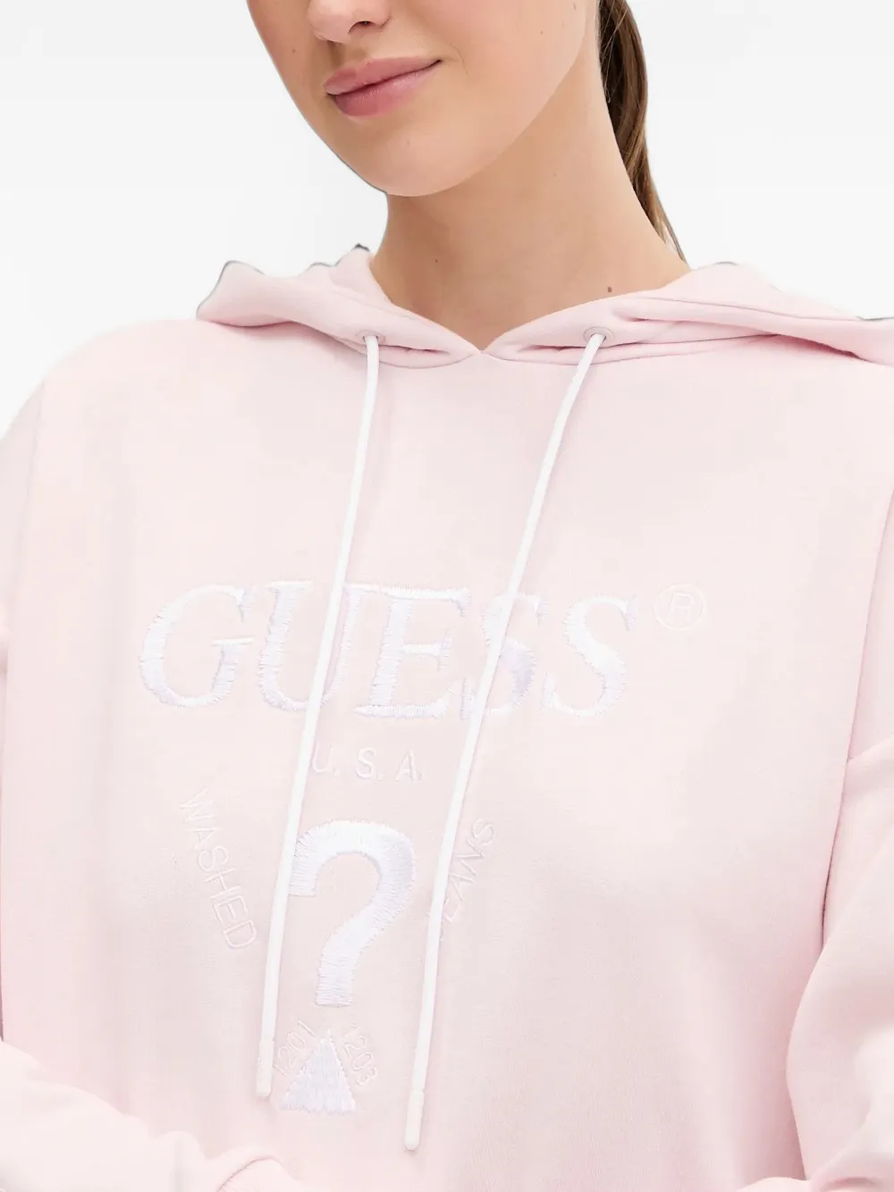 GUESS USA logo-embroidered side-stripe hoodie Roze