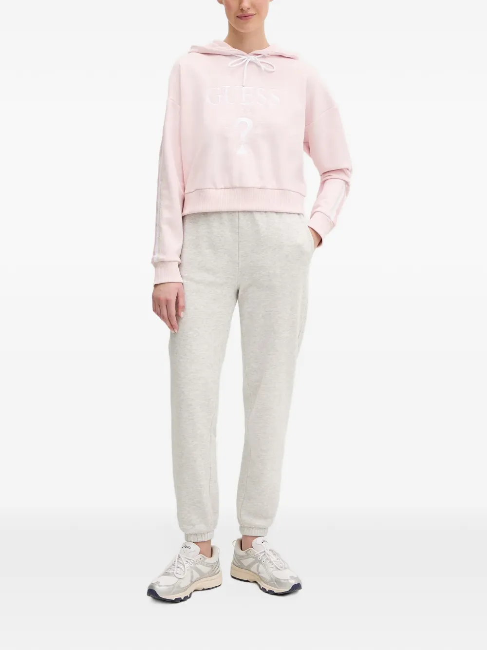 GUESS USA logo-embroidered side-stripe hoodie Roze