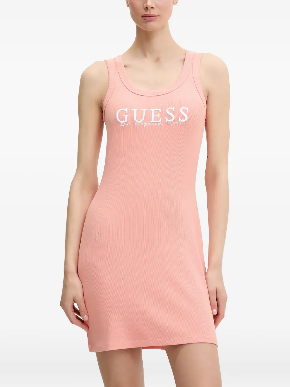 GUESS USA Geripptes Kleid mit Logo-Stickerei - Rosa