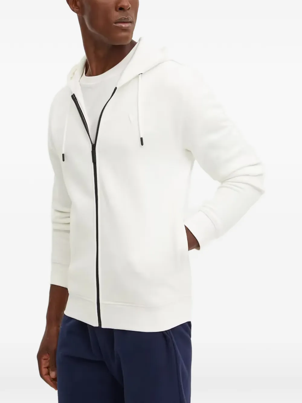 GUESS USA zip-up logo-patch hoodie - Bianco