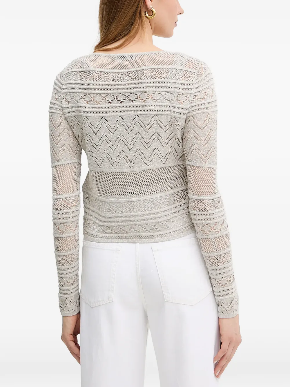GUESS USA Pointelle gebreid vest met logo-plakkaat Grijs