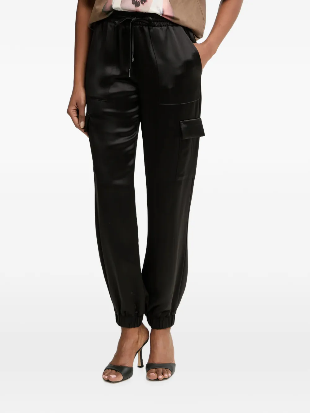 GUESS USA satin-finish drawstring cargo pants - Nero
