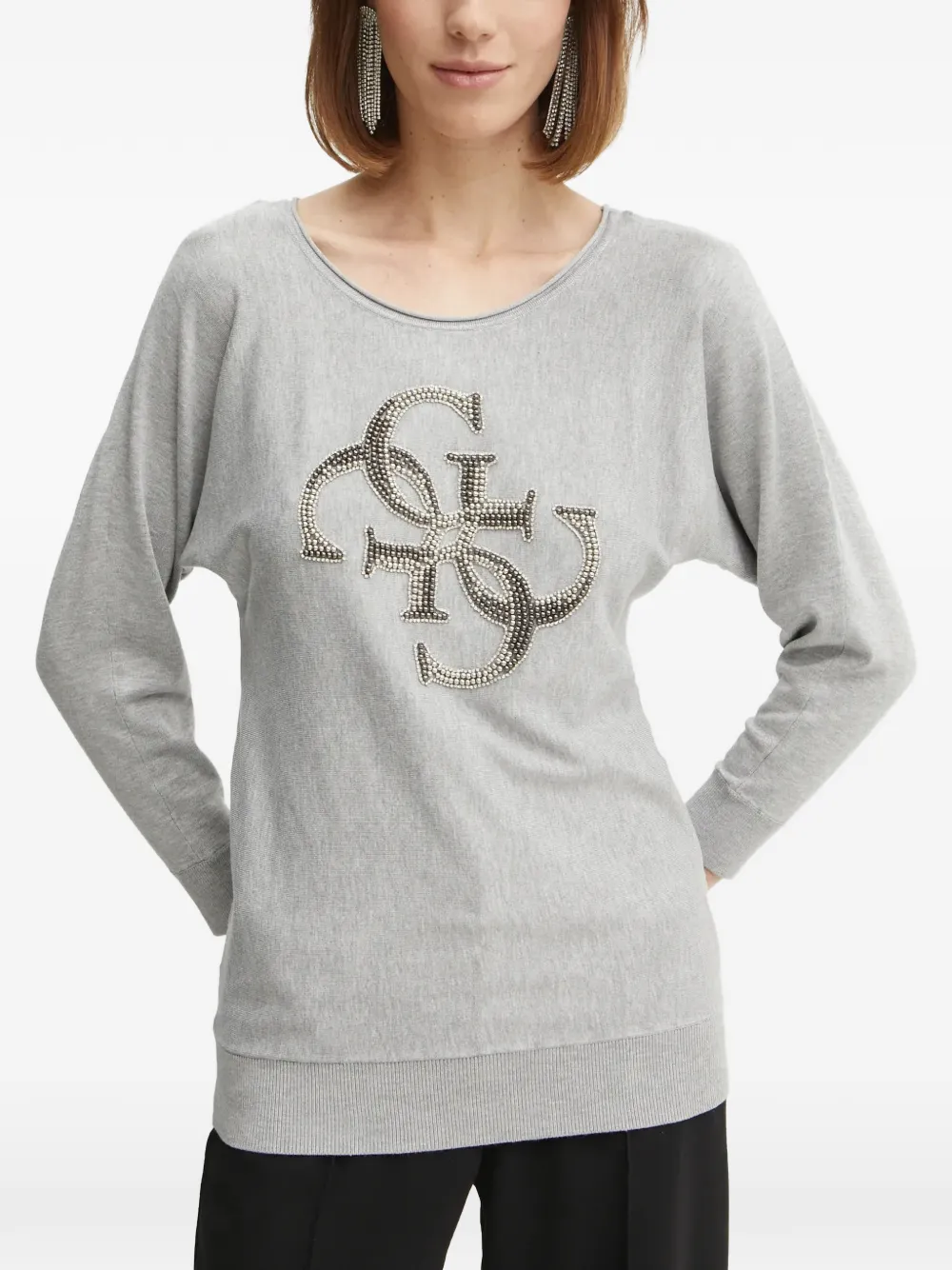 GUESS USA crystal-embellished logo-motif sweater - Grigio