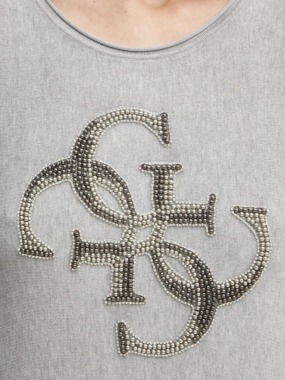 GUESS USA Sweater verfraaid met kristallen en logo-patroon Grijs