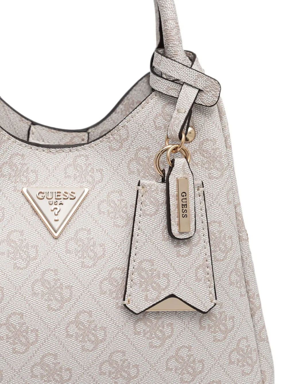 GUESS USA Shopper met monogram-patroon en logo-plakkaat Beige