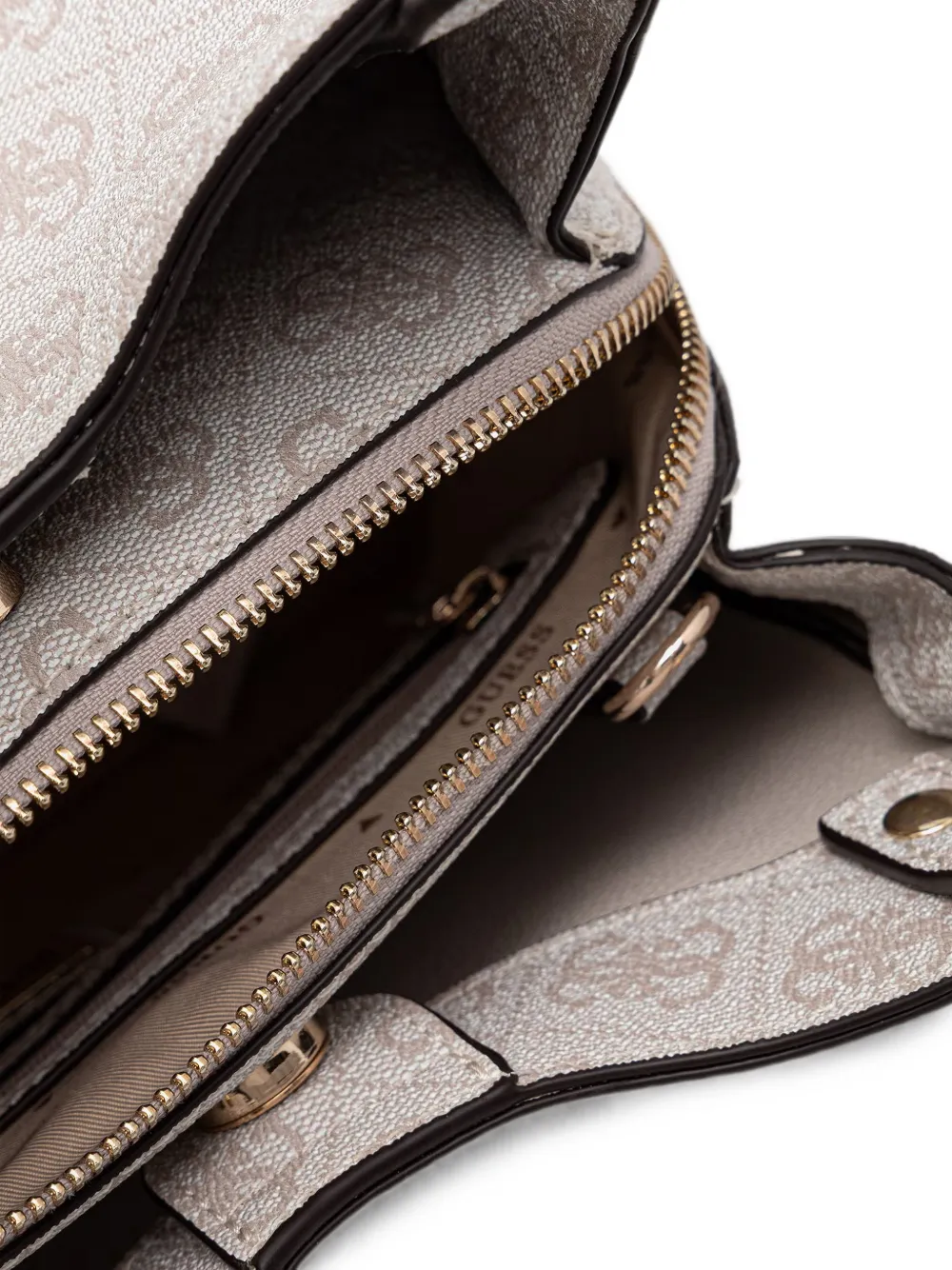 GUESS USA Shopper met monogram-patroon en logo-plakkaat Beige