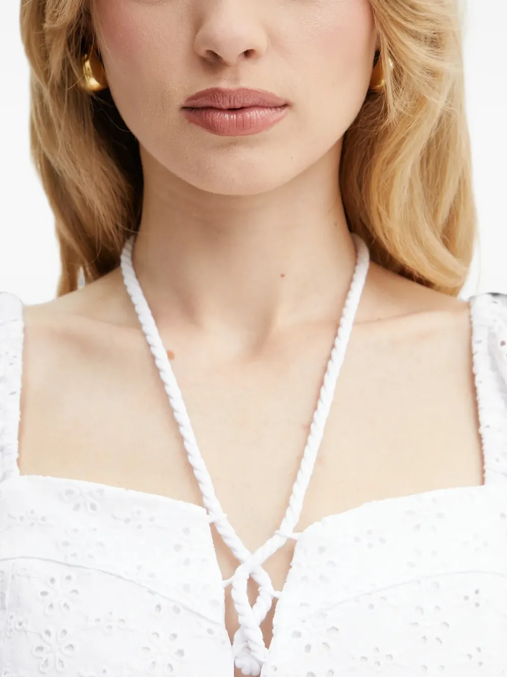 GUESS USA Broderie anglaise top met veters Blauw