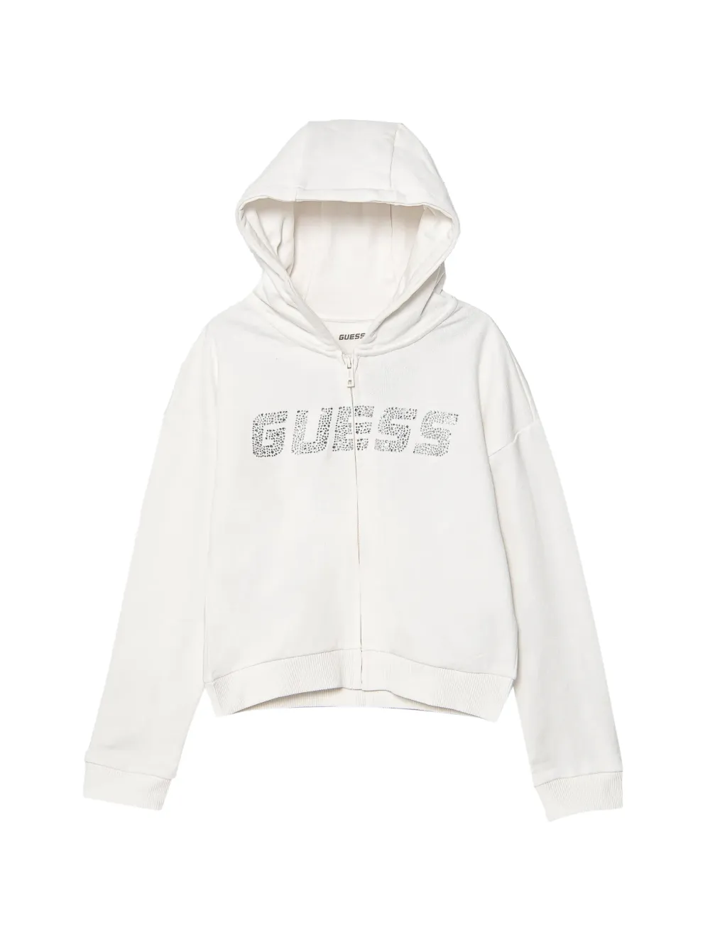 Guess kids rhinestone-logo zip-up hoodie Wit