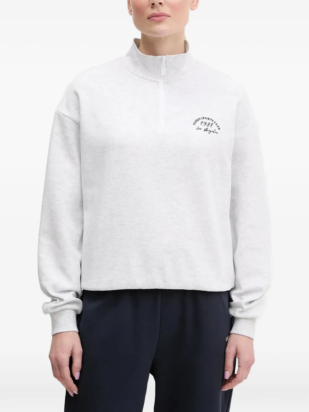 GUESS USA logo-print quarter-zip sweater - Grigio