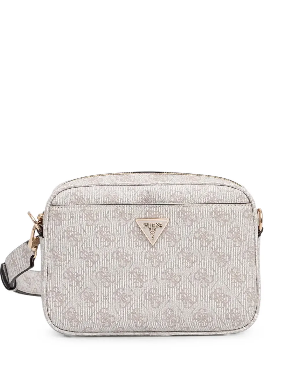 GUESS USA monogram-print logo-plaque shoulder bag - Toni neutri