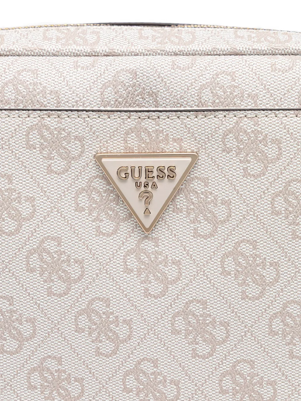 GUESS USA Schoudertas met monogramprint en logoplakkaat Beige