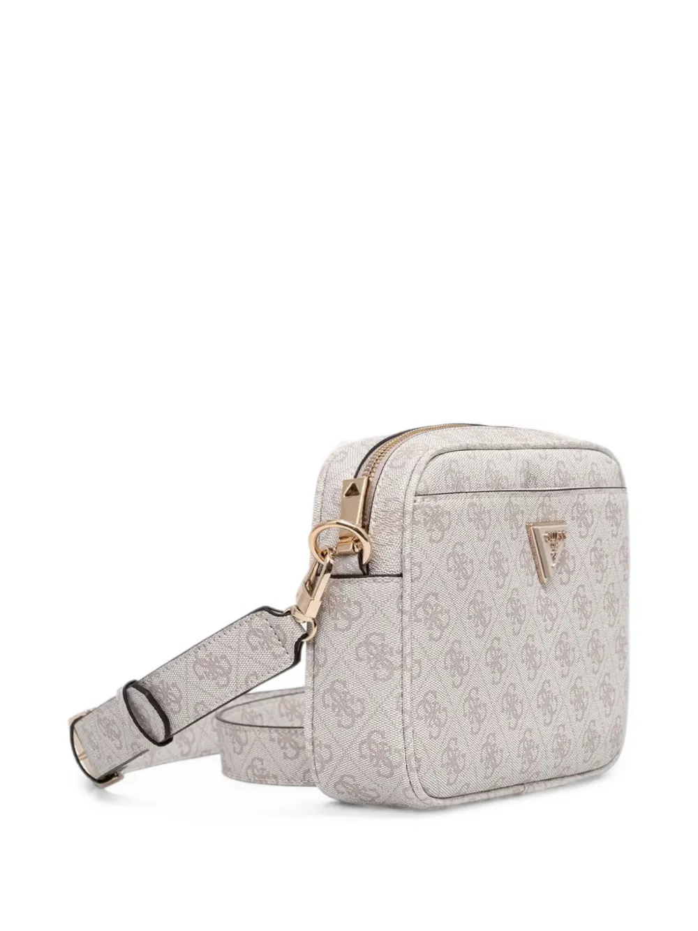 GUESS USA Schoudertas met monogramprint en logoplakkaat Beige