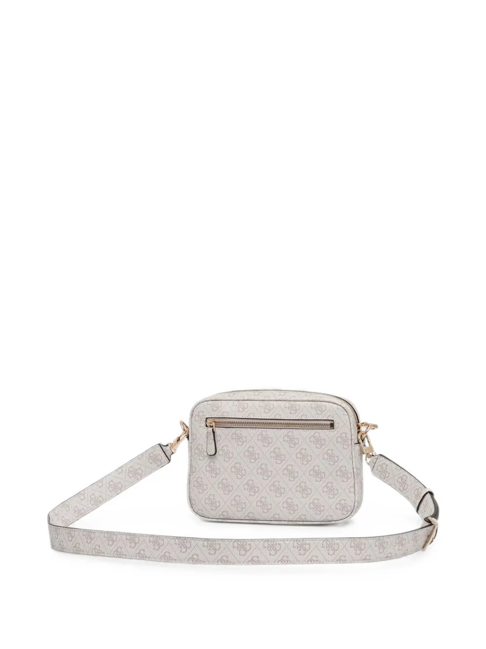 GUESS USA Schoudertas met monogramprint en logoplakkaat Beige