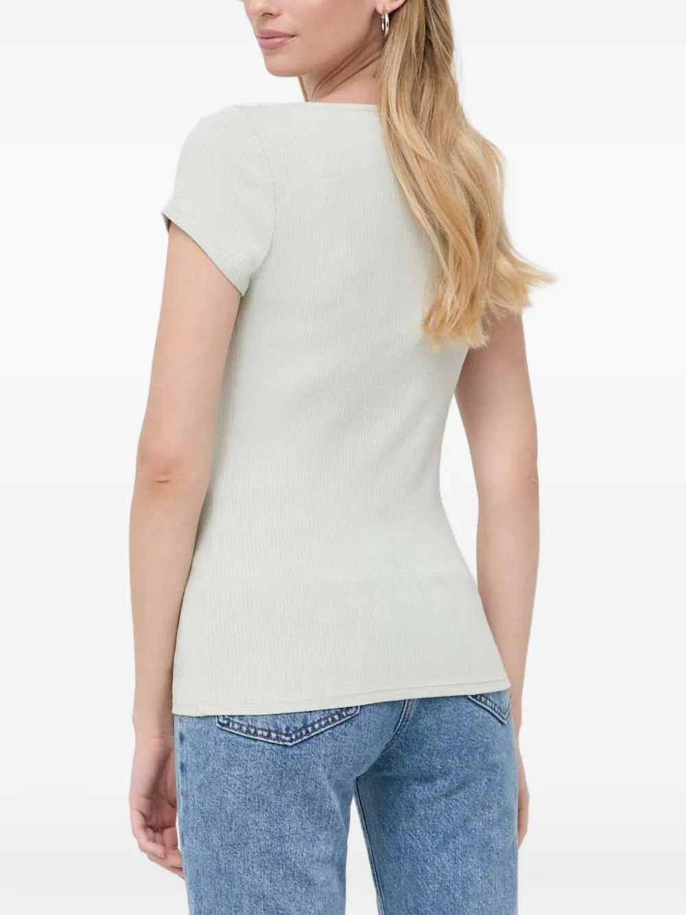 GUESS USA Ribgebreid T-shirt verfraaid met kristallen Groen