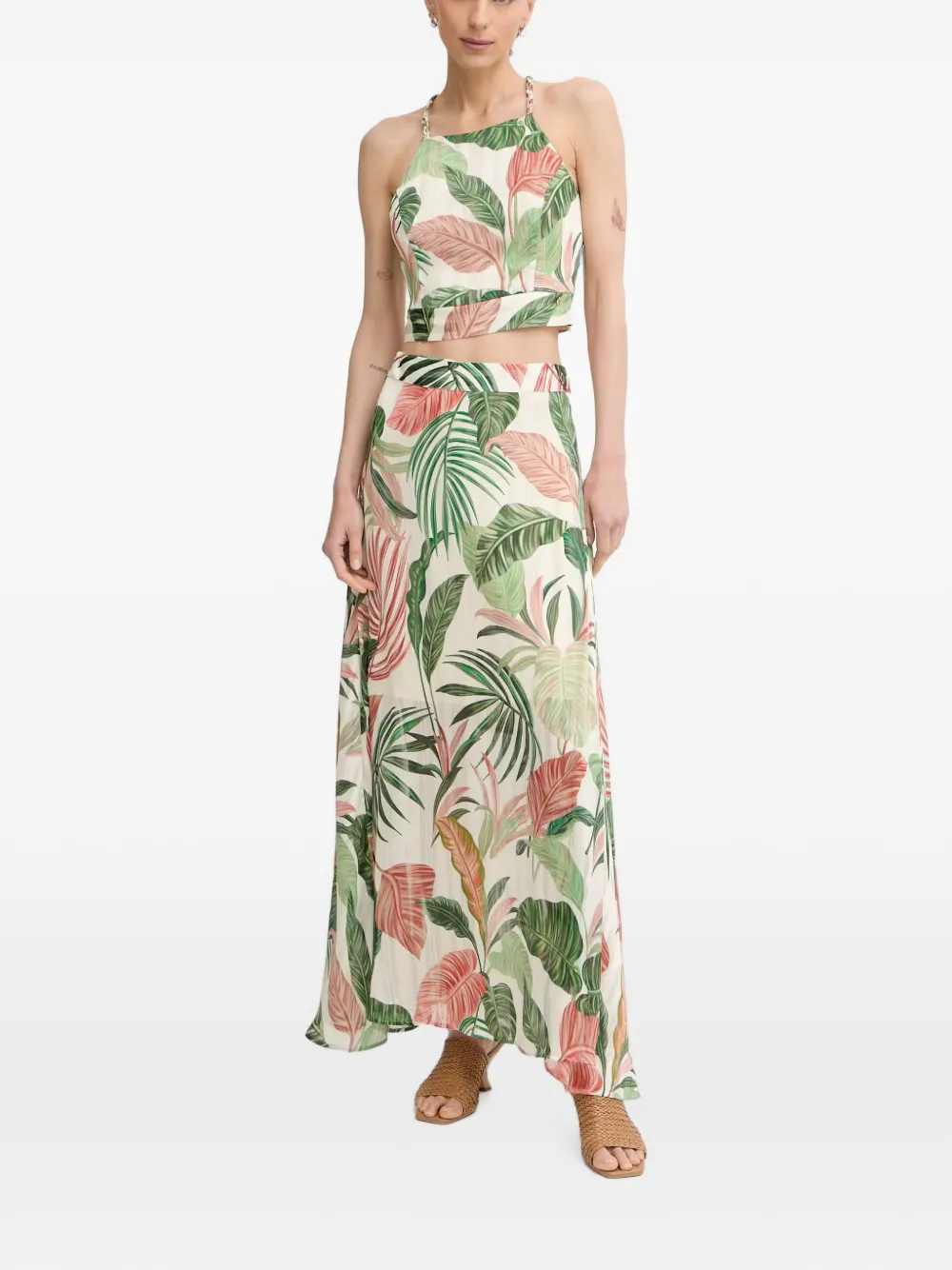GUESS USA leaf-print wrap-style skirt - Toni neutri