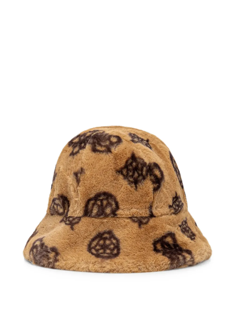 GUESS USA logo-pattern faux-fur bucket hat - Marrone