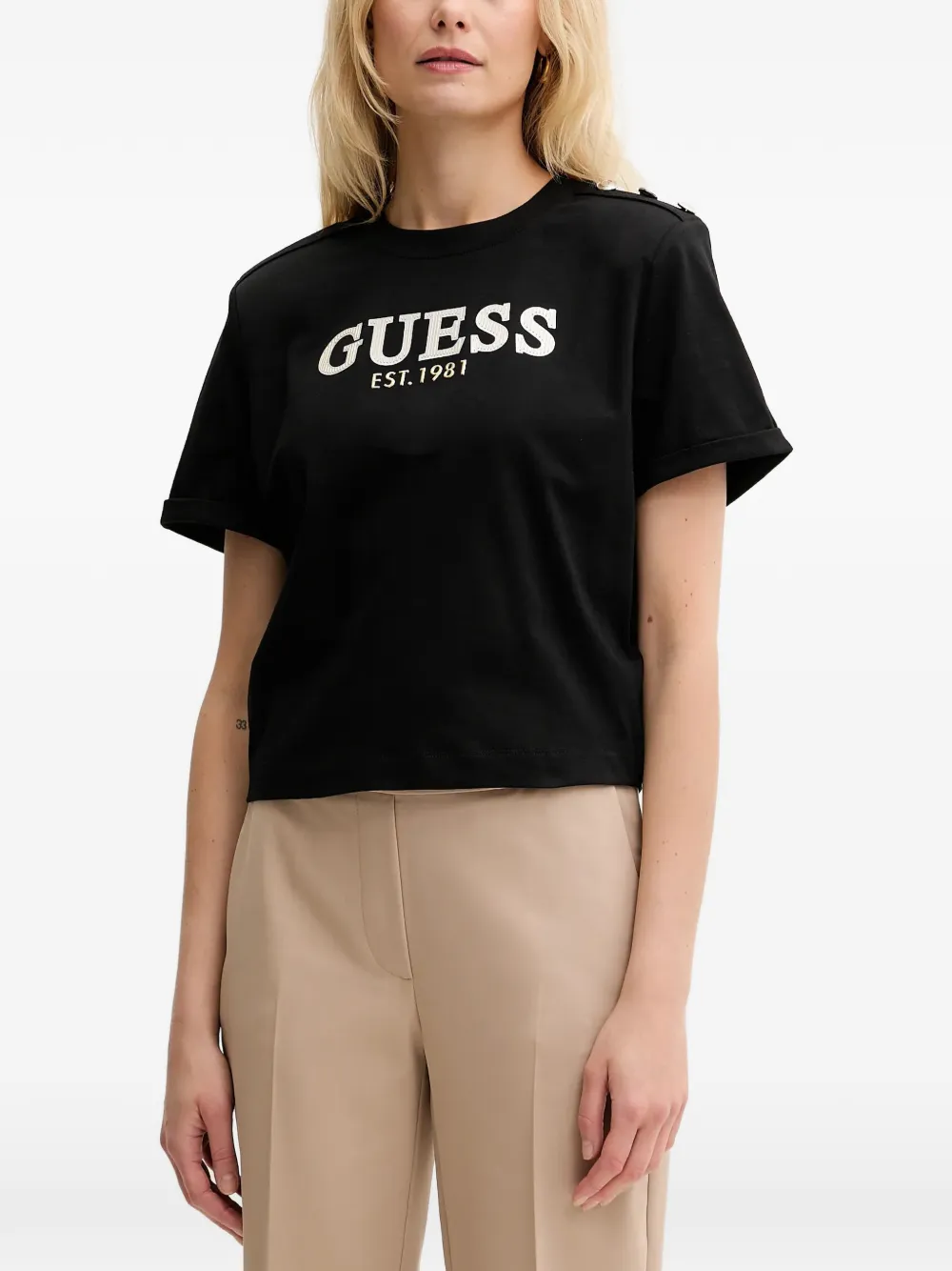 GUESS USA T-Shirt mit Logo-Print - Schwarz