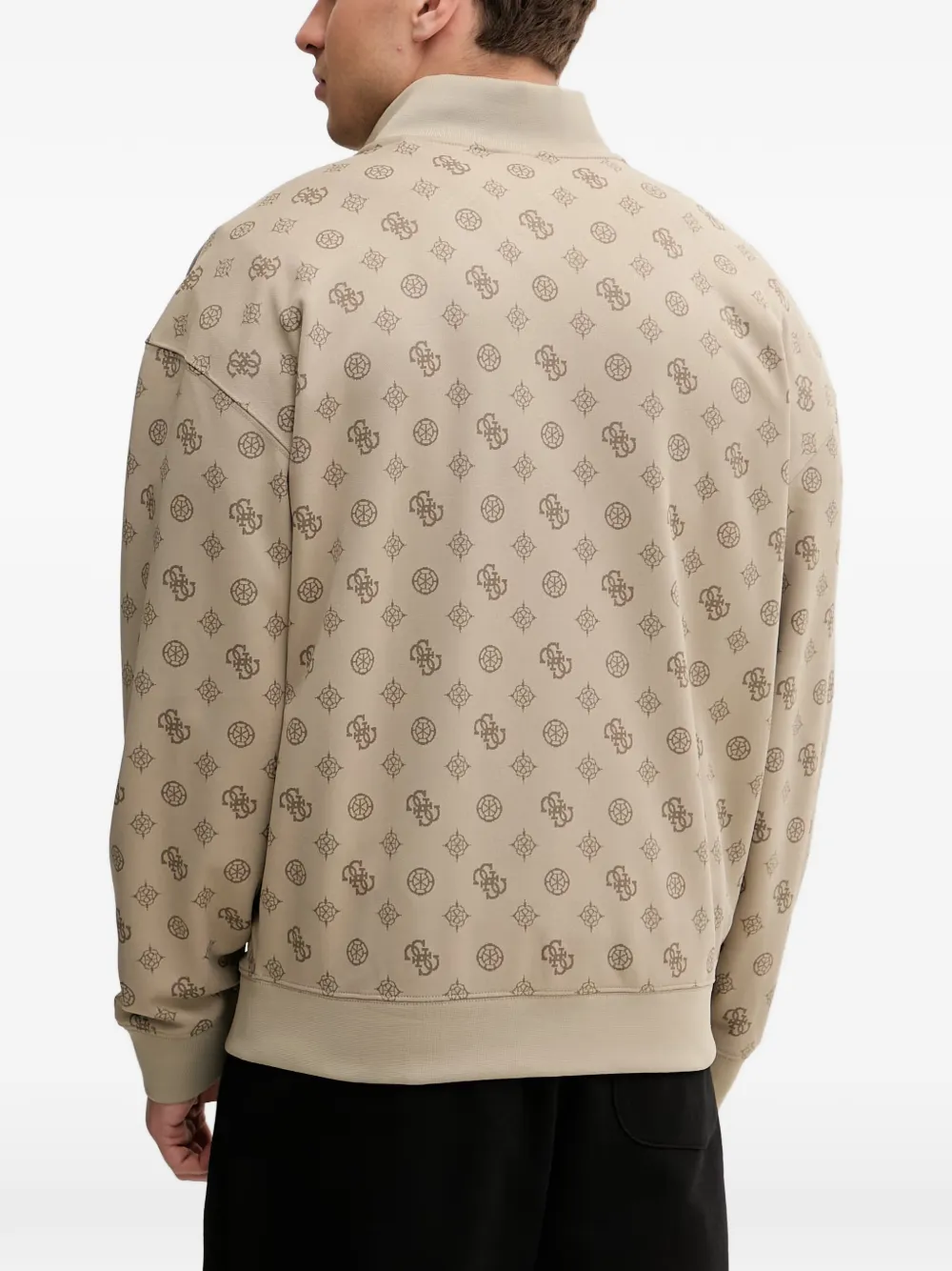 GUESS USA Trui met monogram-print en rits Beige