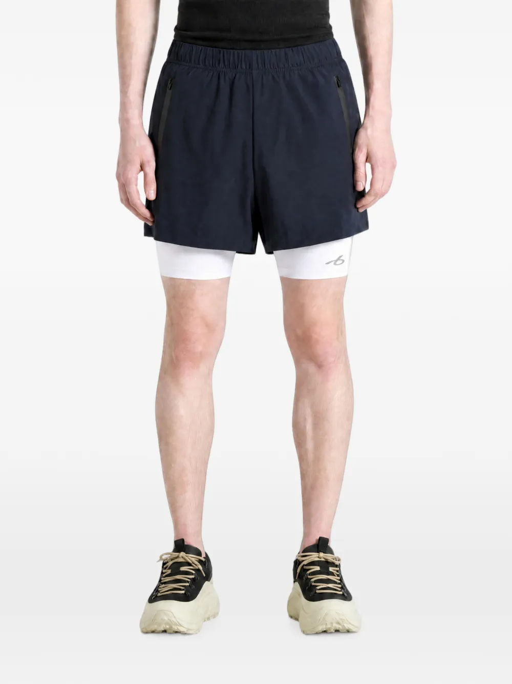 Balenciaga layered-design logo-print Shorts | Blue | FARFETCH