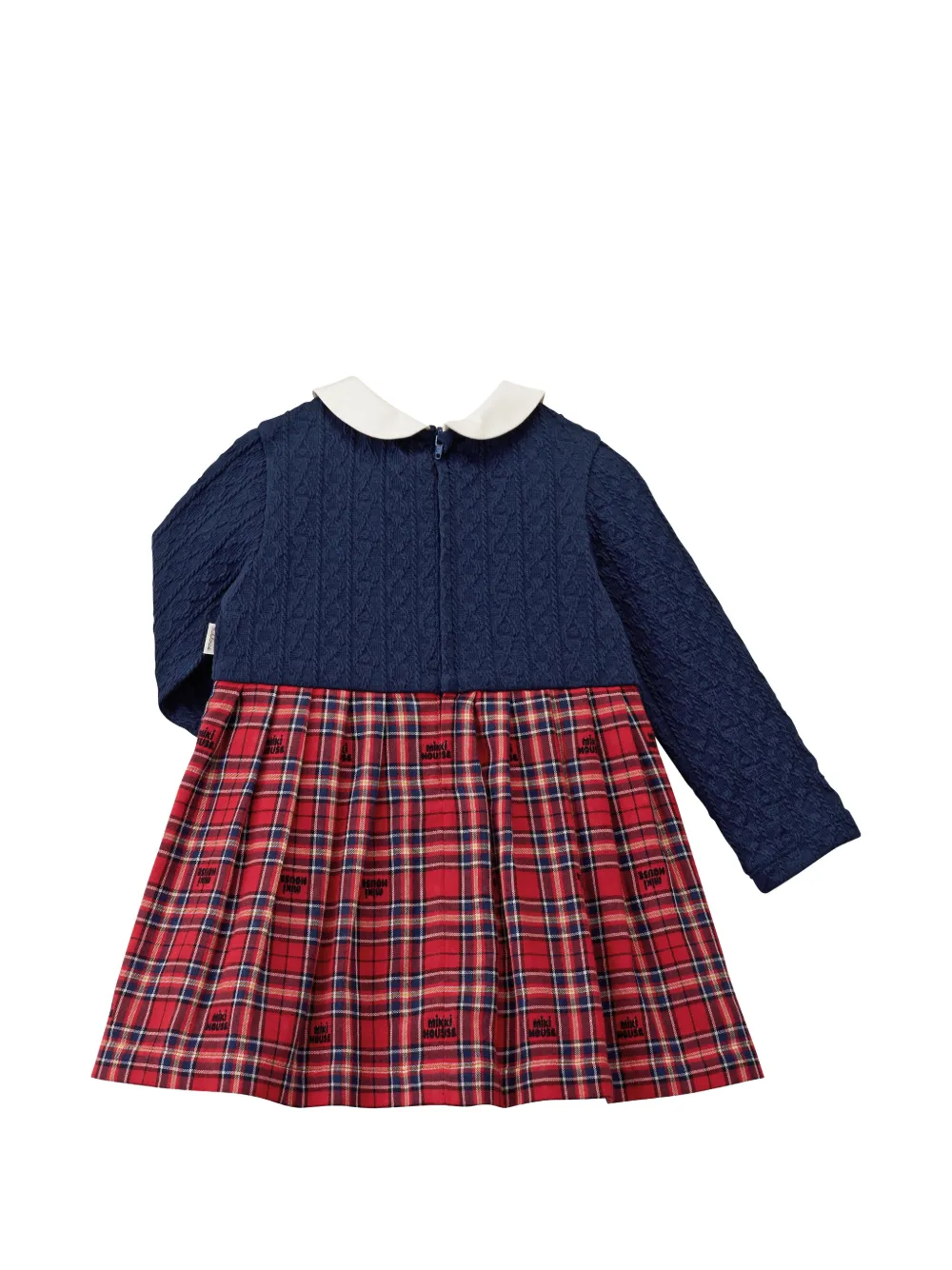 Miki House Kabelgebreide jurk met tartan ruit Rood