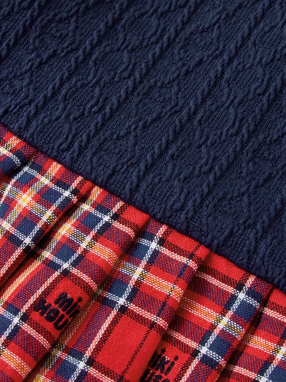 Miki House Kabelgebreide jurk met tartan ruit Rood
