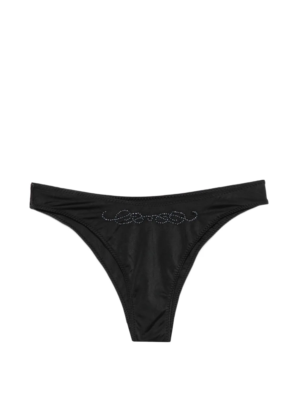 Frankies Bikinis x Jennie Dove beaded-logo bikini bottoms - Nero