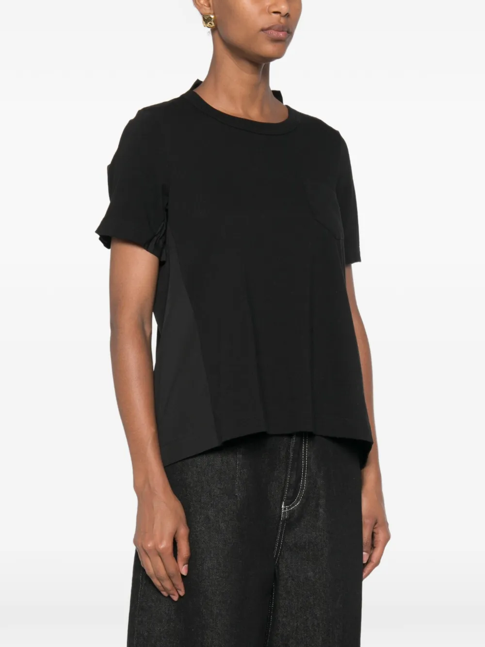 sacai T-shirt met geplooide rug Zwart