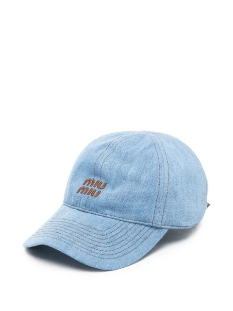 Miu Miu basebollkeps med broderad logotyp