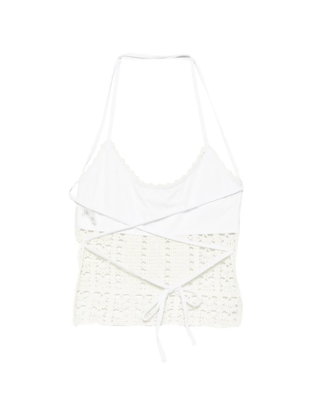 Frankies Bikinis x Jennie Nari gehaakte tankini met halternek Beige