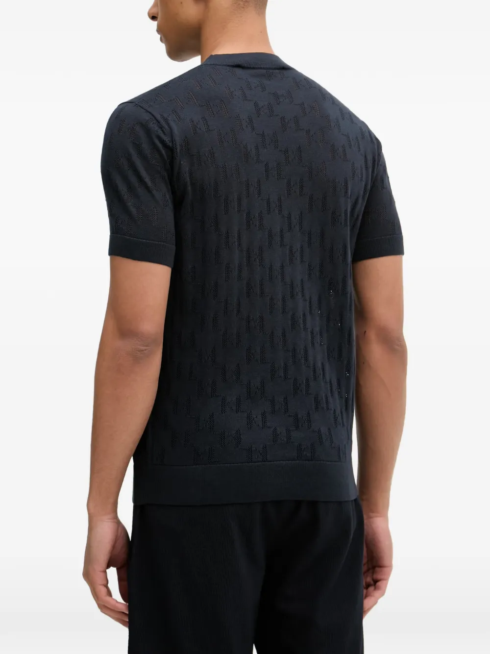 Karl Lagerfeld Katoenen T-shirt met geperforeerde logo Blauw