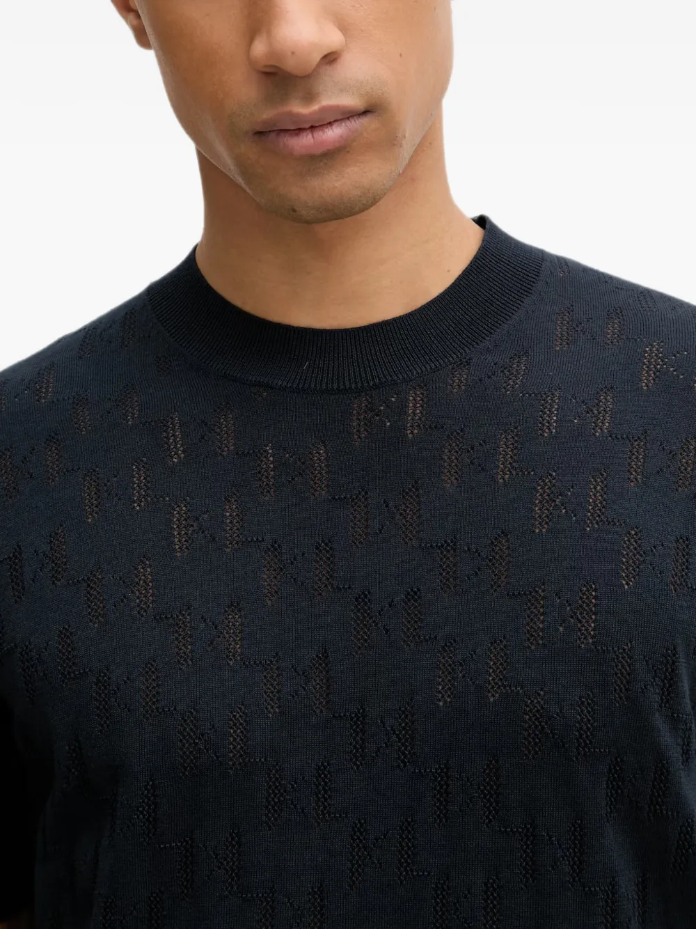 Karl Lagerfeld Katoenen T-shirt met geperforeerde logo Blauw