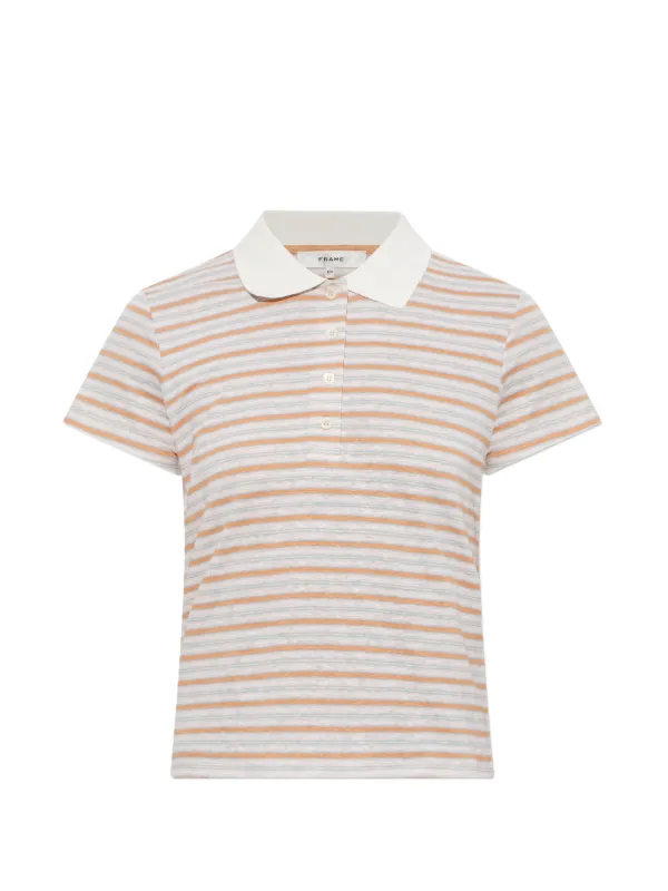 Frame Striped Short-sleeve Polo Shirt in Neutrals