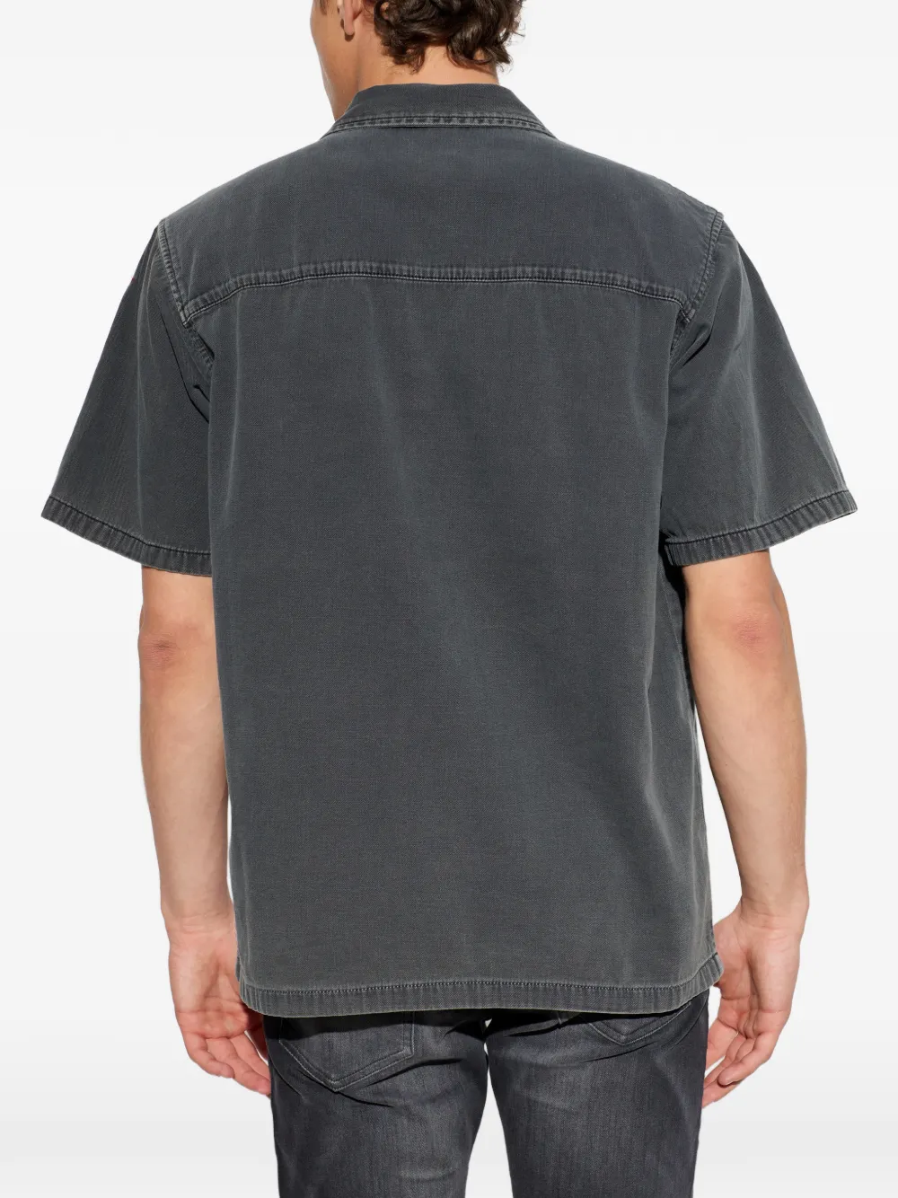 Diesel D-Nabil-P denim bowlingshirt met korte mouwen Grijs