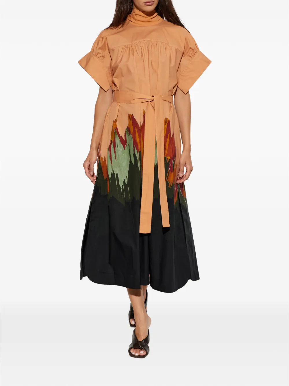 Ulla Johnson Graphic-print Belted Midi Dress in Orange, view 2