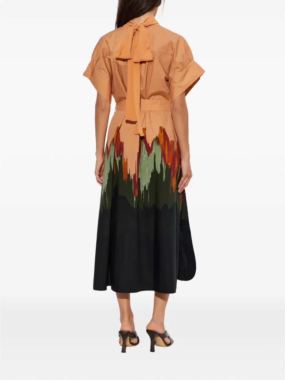 Ulla Johnson Graphic-print Belted Midi Dress in Orange, view 4