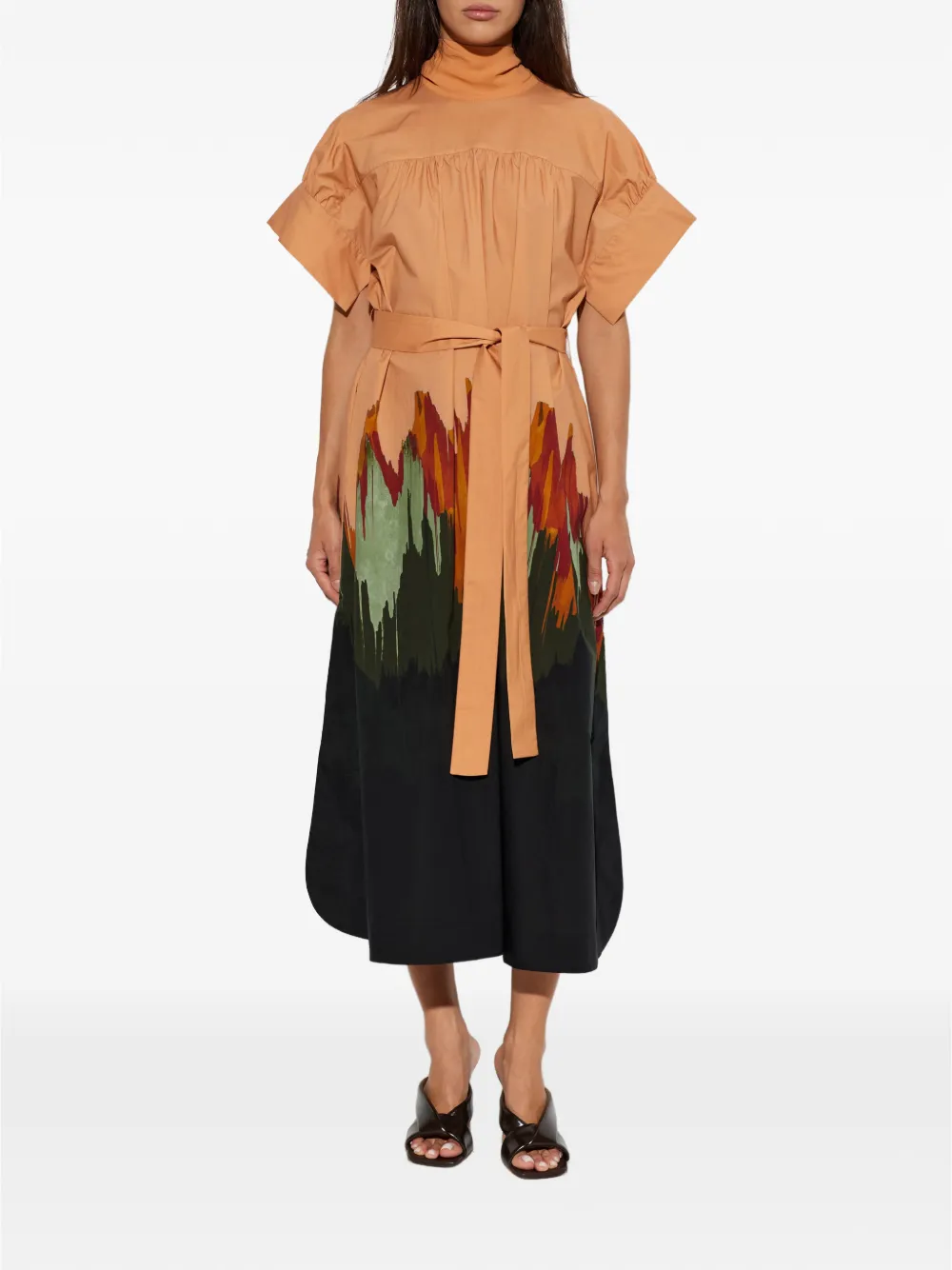 Ulla Johnson Graphic-print Belted Midi Dress in Orange, view 3