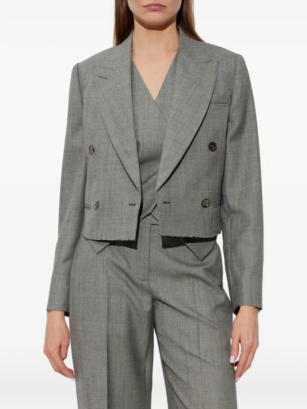 Alexander McQueen Cropped blazer met dubbele rij knopen Grijs
